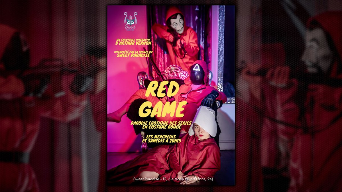 Geek_Gen_France's tweet photo. Venez découvrir Red Game, le spectacle érotique qui parodie les séries en costumes rouges, au Sweet Paradise. %URL% #RedGame #SweetParadise
https://t.co/KFW3Wiea9a https://t.co/ltFUIPaBFd