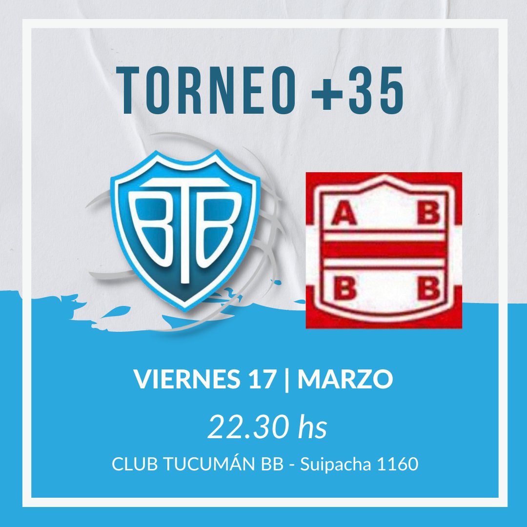 Torneo  +35

Hoy Viernes 17 de Marzo el beibi recibe al Club All Boys por una nueva fecha del Torneo.

⏰️ 22.30 hs
🏟 Estadio Tompy Diaz
📆 VIERNES 17 de Marzo

#vamoslosbb