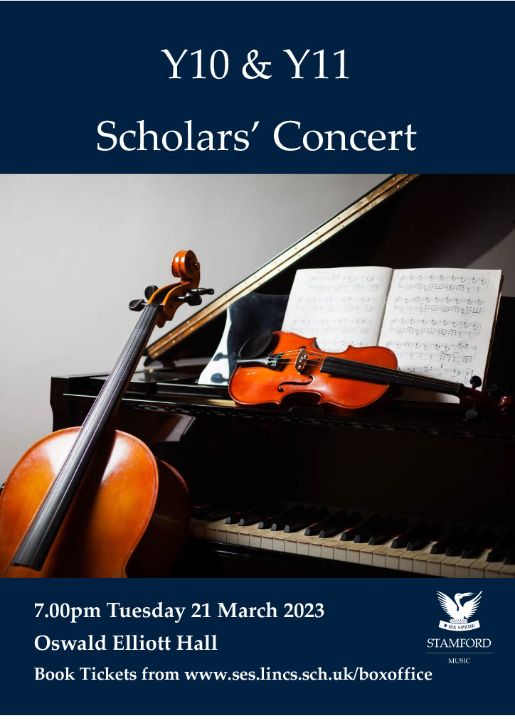 Come and listen to Year 10 and 11 music scholars who will be giving a concert on Tuesday 21st March in the OE Hall. The programme includes an eclectic mixture of musical styles and genres, something for everyone. <a href="/SpedeNews/">Spede News</a> <a href="/SESSixthForm/">Stamford Sixth Form</a>