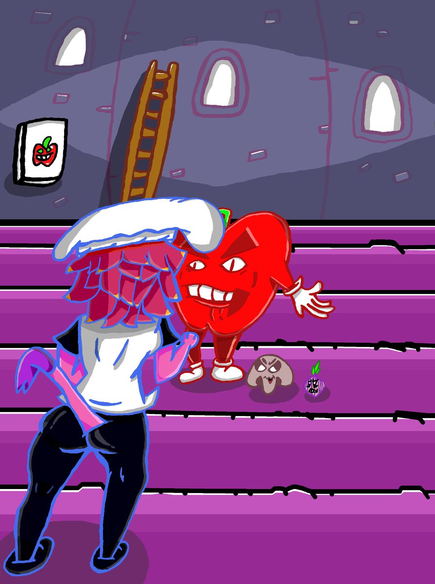 kari_loves_pink's tweet photo. So I played Pizza Tower, and as someone who loves Wario Land 4 I absolutely loved it. 
Thus when I tackled the first boss of the game it inspired me to make an art piece about it.
It's my avatar character as Peppino about to fight pepperman.
#pizzatower #peppino https://t.co/7eVrDftfnZ
