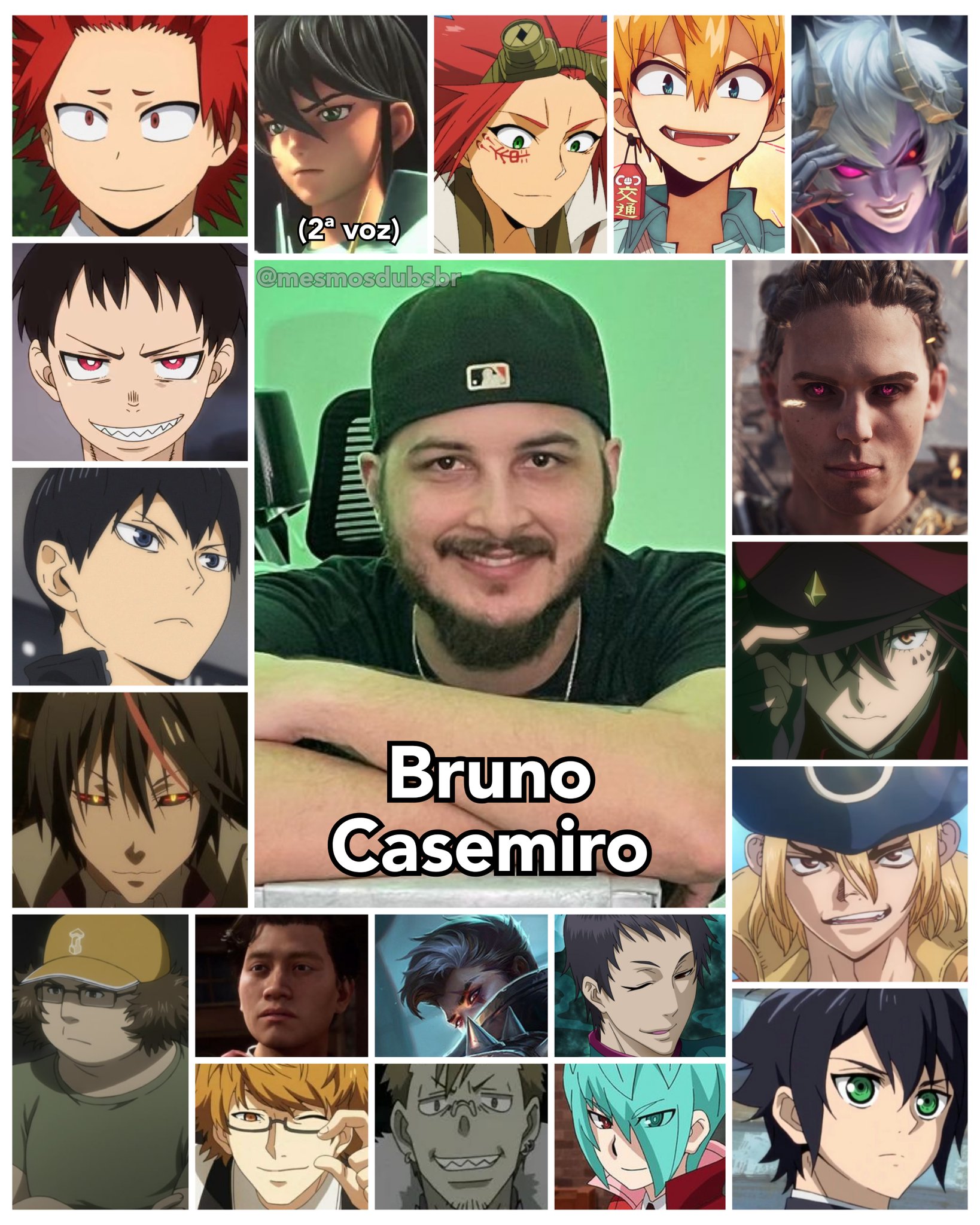 Personagens Com os Mesmos Dubladores! on X: Sim, amigos, eu meti essa;  pois o Bruno Casemiro é um dublador incrível que arrasa MUITO nos animes!  Bruno é conhecido por dublar o Eijiro