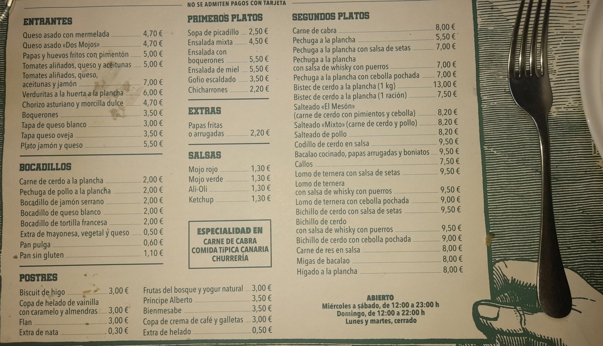 Mi #restaurante favorito #ElMeson #Buenavista #BreñaAlta
#IslaDeLaPalma.
Recomendable 100%
#Bueno #Bonito #Barato