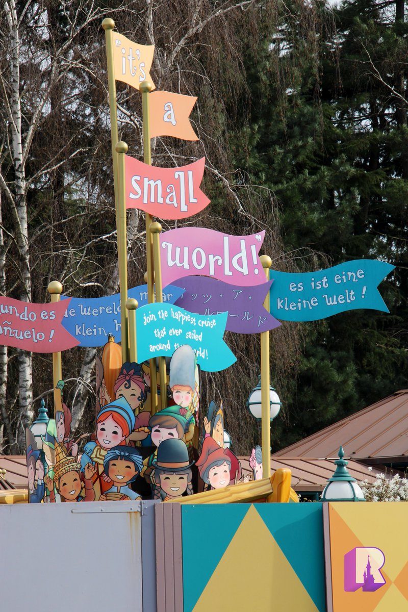 DLPReport's tweet photo. 🔧 More children cutouts and all the attraction’s name flags have returned today on top of the ‘it’s a small world’ fountain: https://t.co/P3PRPdddmn