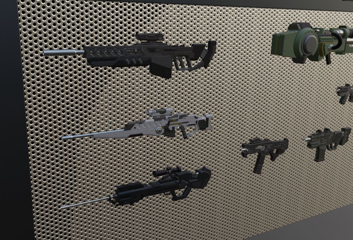 DB_553's tweet image. 今まで作ったモデルを集めて武器庫？的なものを作ってみました！！
いいかんじ！！

#blender #weapondesign