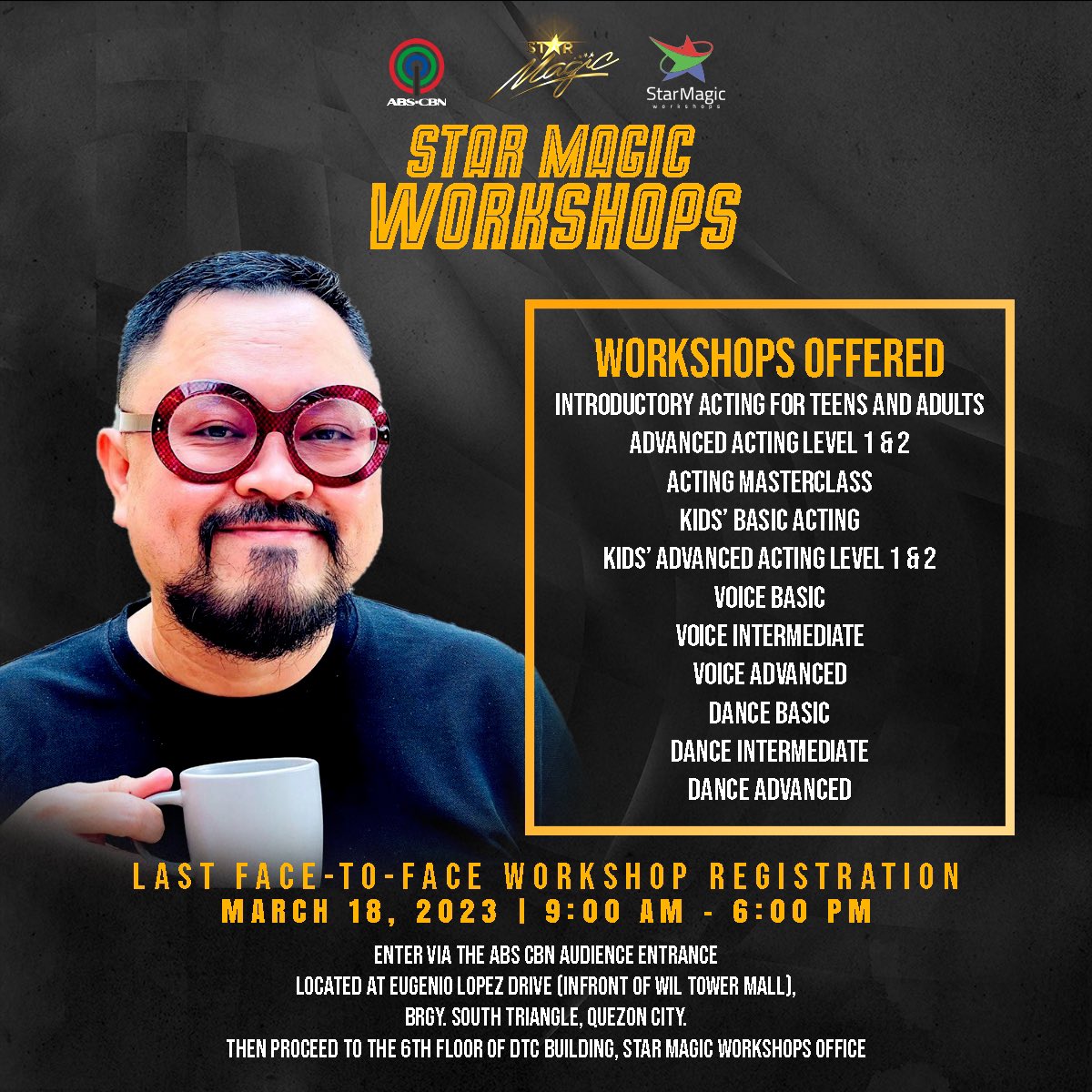 starmagicphils's tweet photo. LAST DAY OF REGISTRATION TOMORROW!
Click this link to enlist and to know the details:
https://t.co/GfWWgdcRXH
#happykarga #starmagic #starmagicworkshops #abscbn #acting #dance #voice #summerworkshops #lastdayofregistration #chubbucktechnique #chubbuckphilippines https://t.co/SLUBn5s0hK