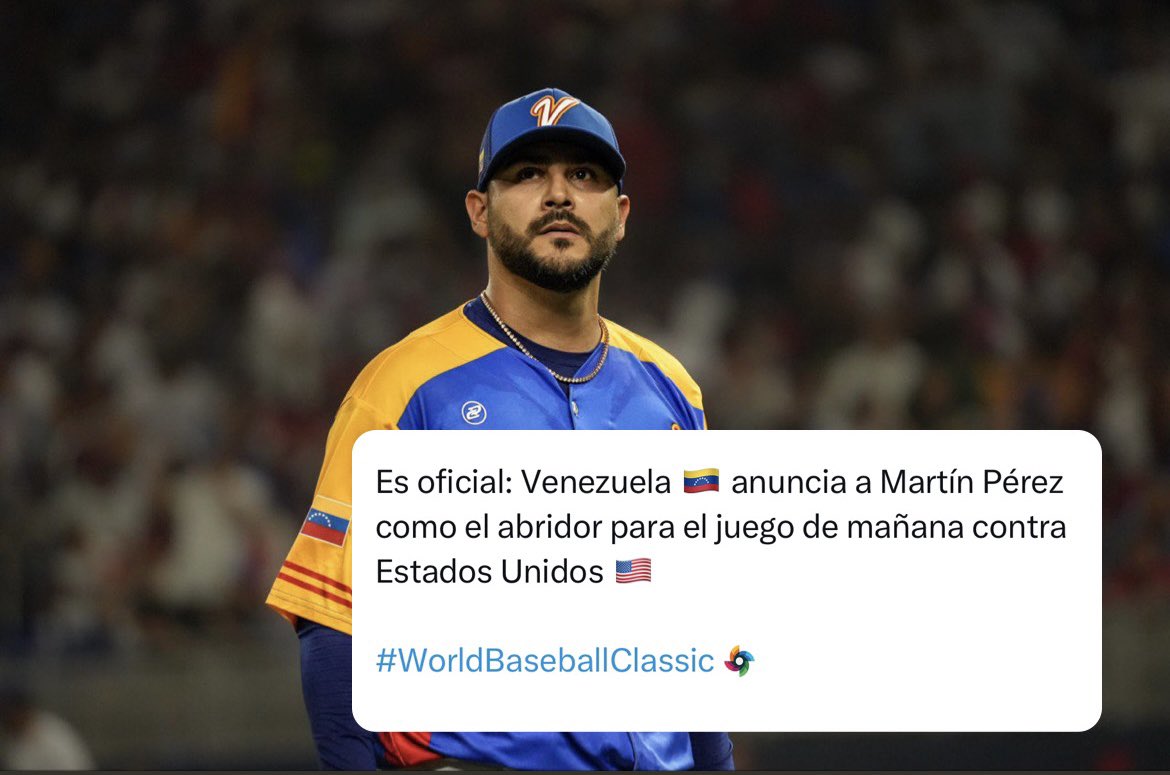 ElExtrabase's tweet photo. Venezuela 🇻🇪 ya tiene su abridor contra Estados Unidos 🇺🇸 en los cuartos de final. 

#WorldBaseballClassic | #ElExtrabase⚾️ https://t.co/oiVS1TNYTK