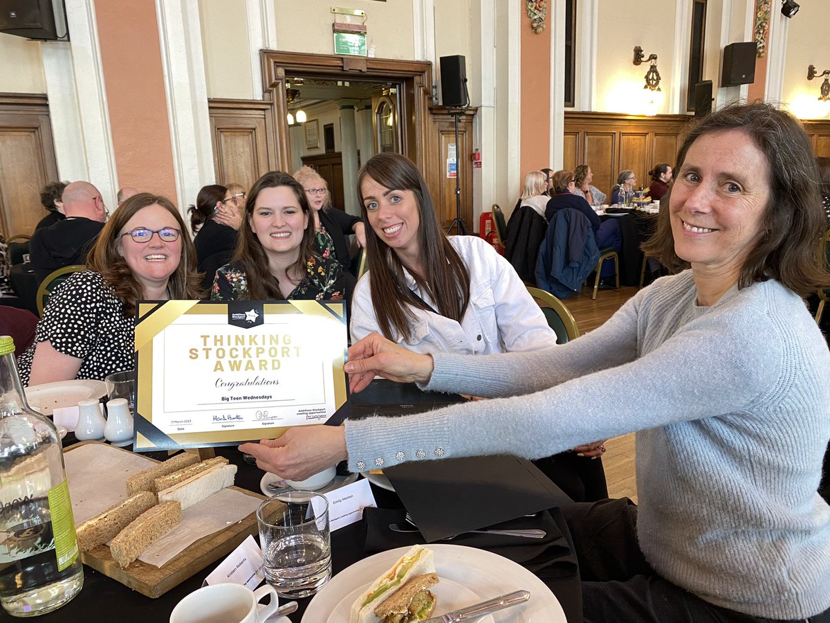 rebeccakey14's tweet photo. Brilliant to be at the @StockportMBC ambitious awards celebrating with Big Teen Wednesday team @Adoption_Counts winners of the thinking Stockport Category - so well deserved huge congratulations ๐ฅณ ๐๐ https://t.co/FCaXDM2Fyp