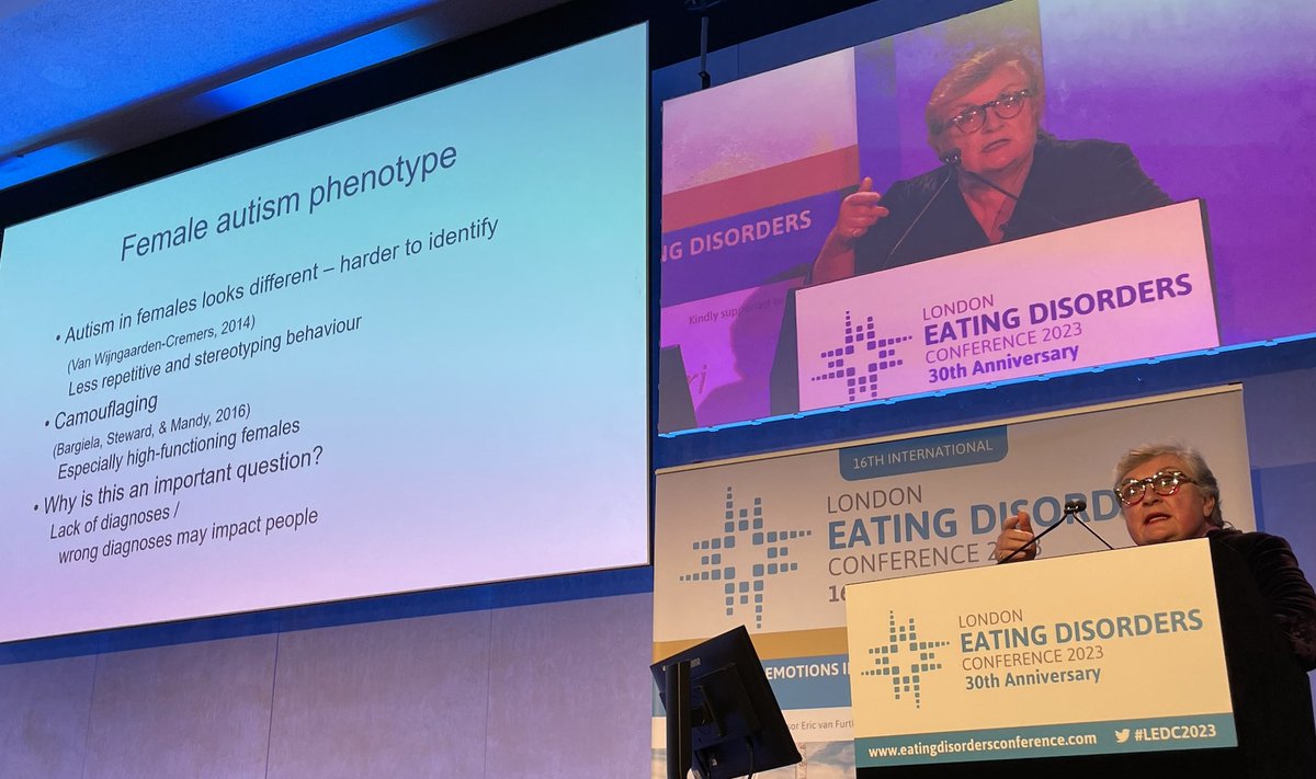 Mental_Elf's tweet image. We are much better at diagnosing autism in boys than in girls, says @KateTchanturia 

A recent Maudsley audit suggests that 1 in three females with eating disorder may also have autism 

Recognising autism in females is possible. We need to get better at it #LEDC2023