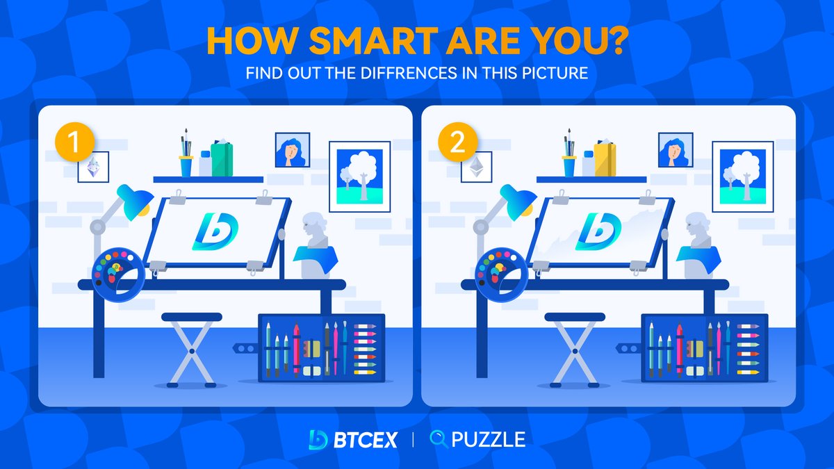 BTCEX_exchange's tweet photo. How smart are you? Spot the differences in this fun puzzle. 😉
▶️ Send a screenshot📲 if you find them
🏷️ Tag 5 people & follow
@BTCEX_exchange
🤩 10 correct responses with the most likes will receive $10 each 🤑
#BTCEXPuzzle #cryptopuzzle #fridayfun https://t.co/2qd05MvVPq