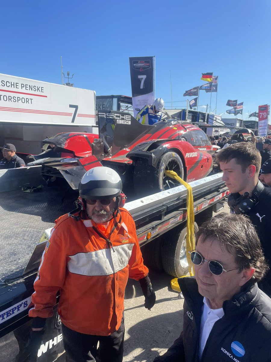 Got photo bombed from @WayneTaylorRcng in the scrum @imsa @Team_Penske @PorscheRaces GTP coming back to the paddock. #sebring12