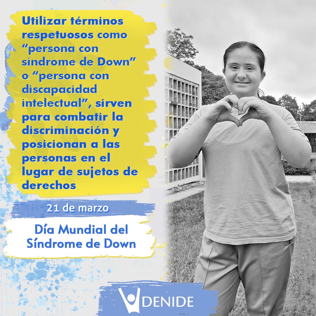 denidepy's tweet photo. 👍 "Utilizar términos respetuosos como 'persona con síndrome de Down' o 'persona con discapacidad intelectual', sirven para combatir la discriminación y posicionan a las personas en el lugar de sujetos de derechos".
#InclusiónEsAcción #SíndromeDeDown #DENIDE #Inclusión https://t.co/iOJRre1XpL