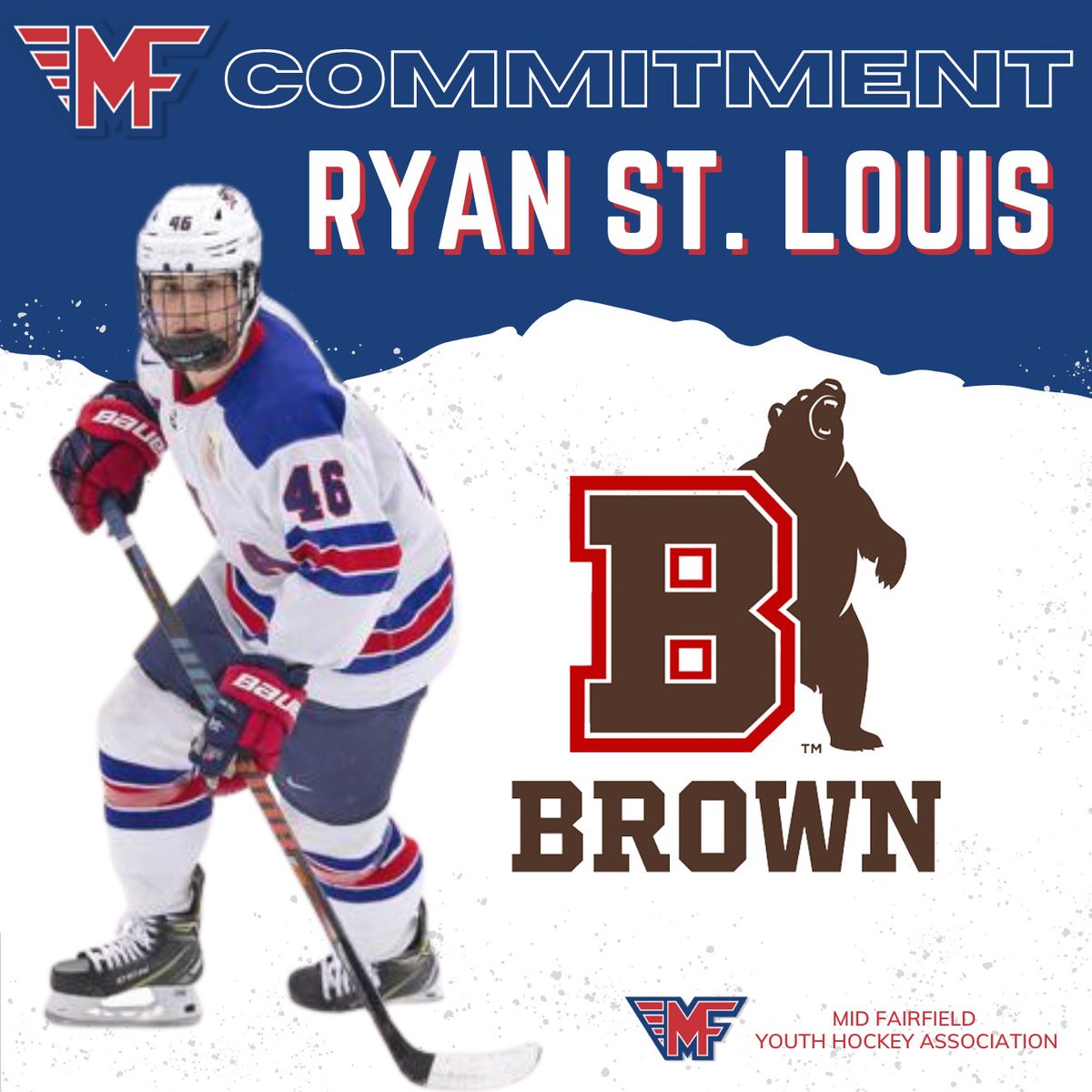 MFYHAHockey's tweet photo. Congratulations to Mid Fairfield 03 @ryanstlouis_ on his commitment to @brown_hockey! #MFfamily #GoBruno #hockeycommitment https://t.co/ql7DFRByug