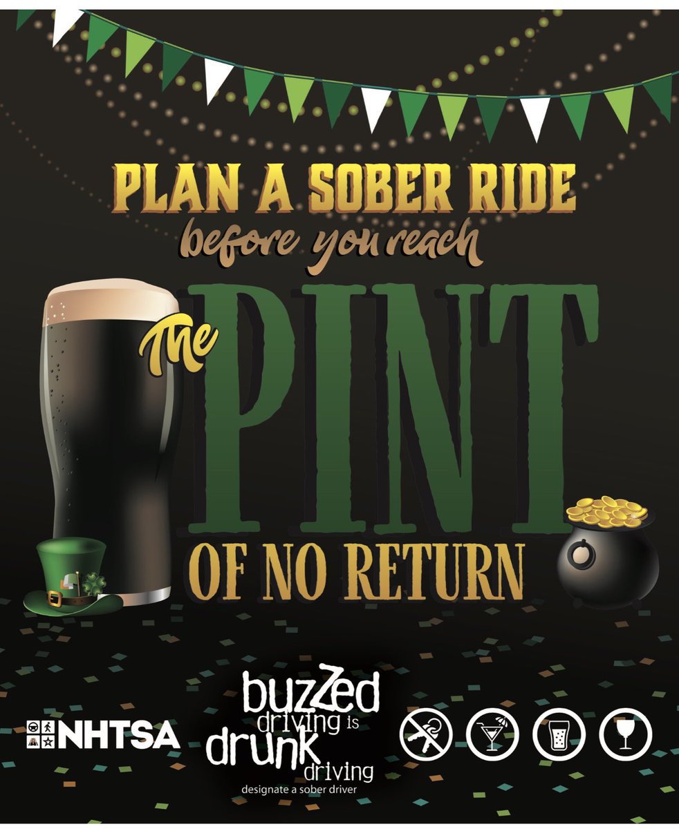 Don't let drinking too much green beer this St. Patrick's day lead to you wearing an orange jail outfit St. Patrick's night.  Finding a designated driver this St. Patrick’s Day isn’t luck, it’s smart. #DriveSafeOhio