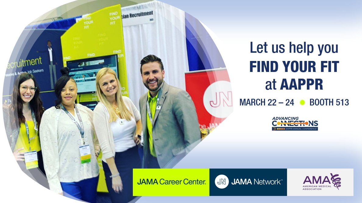 JAMACareerCtr's tweet photo. See YOU There! The @JAMACareerCtr &amp; @JAMANetworkHSR team is looking forward another great event - come see us at booth #513! https://t.co/ZiNknk3LnF