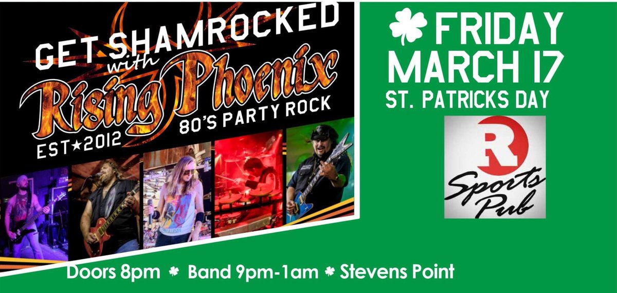 Stevens Point let’s rock tonight at <a href="/RookiesSportPub/">Rookies Sports Pub</a> 🤘🏻☘️🤘🏻#stpaddysday #StPatricksDay2023