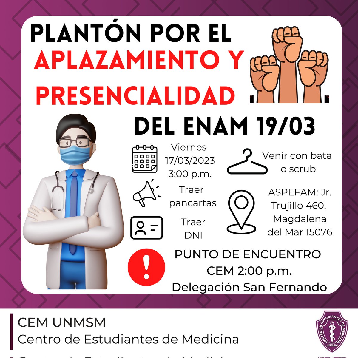 cem_unmsm's tweet photo. #ENAMPresencial
#Aplazamiento
#ASPEFAMIndiferente https://t.co/sAx8mMiQTB