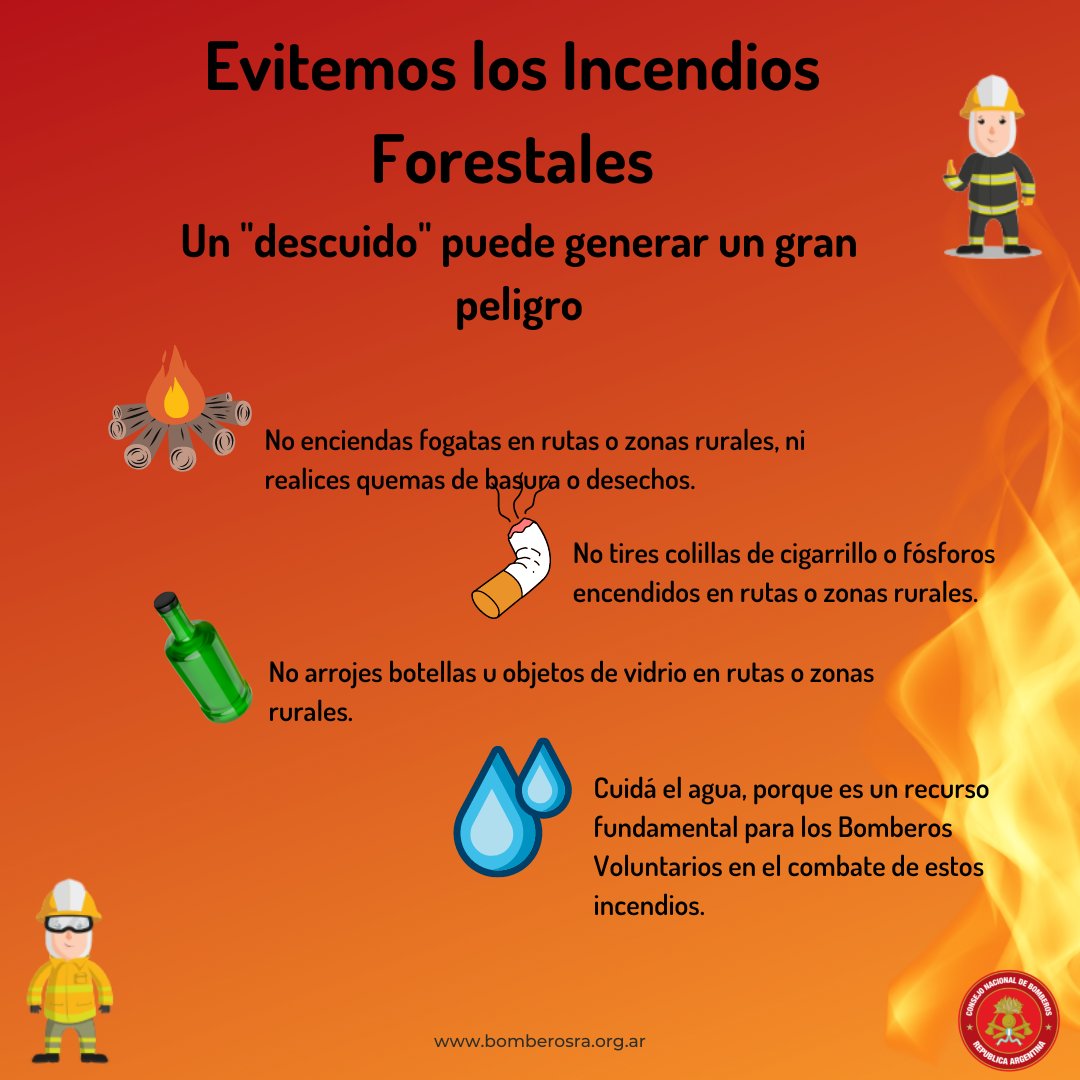 Los #BomberosVoluntarios son fundamentales a la hora de combatir #IncendiosForestales pero, ¿sabés qué es más importante aún? La prevención para no generarlos. Compartimos algunas cuestiones para a tener en cuenta 🔥🚒 bit.ly/3XCf0Fu