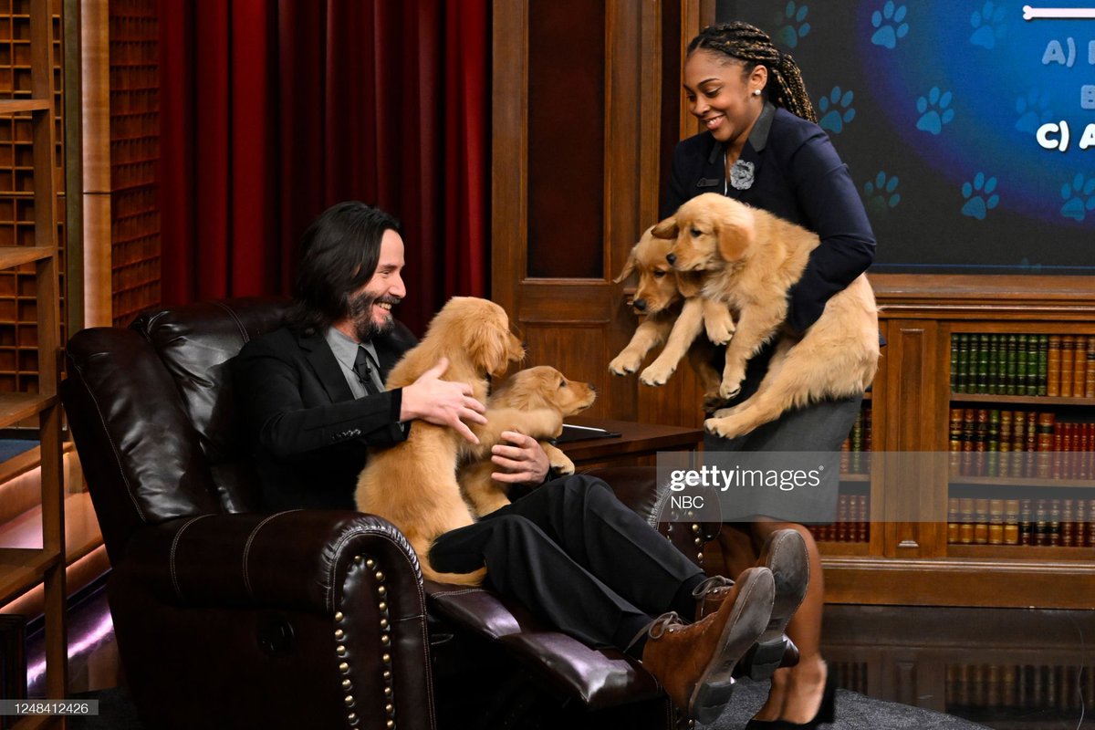Keanu Reeves and host Jimmy Fallon during Pup Quiz on Thursday, March 16, 2023