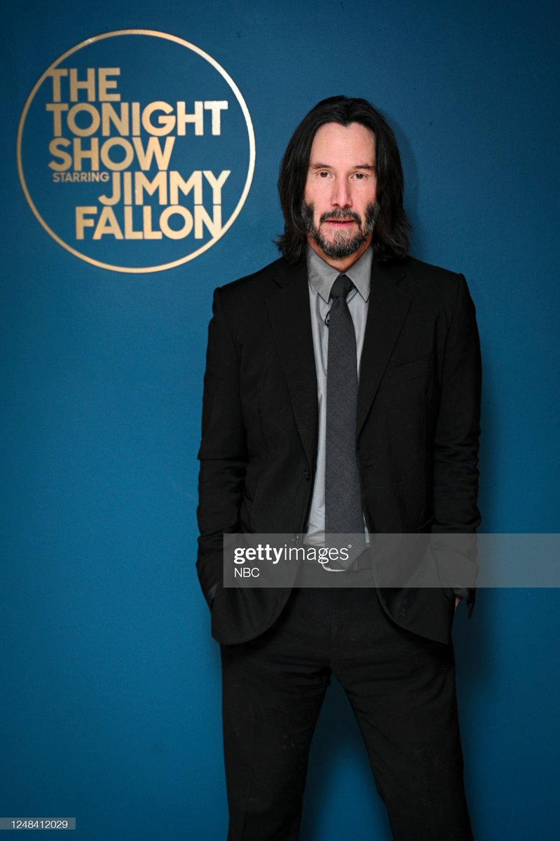 Keanu Reeves poses backstage on Thursday, March 16, 2023