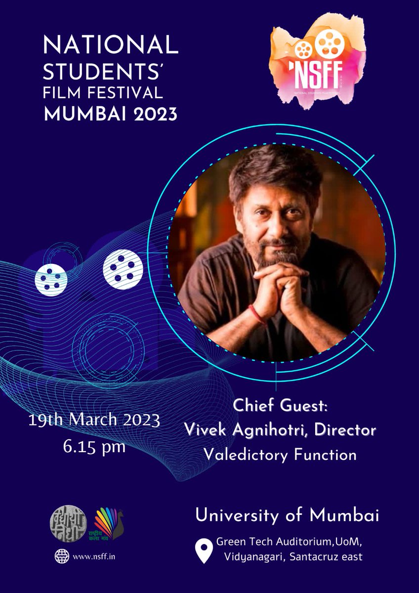 nsffmumbai's tweet photo. Our chief guest: Valedictory function
Mr. Vivek Agnihotri, Director.

#nsff #nsffmumbai #nsffmumbai2023
#rashtriyakalamanch #abvp #FilmFestival #cinemamartedamtak #onedaytogo #vivekagnihotri #valedictoryfunction https://t.co/nB0BO4DDaO