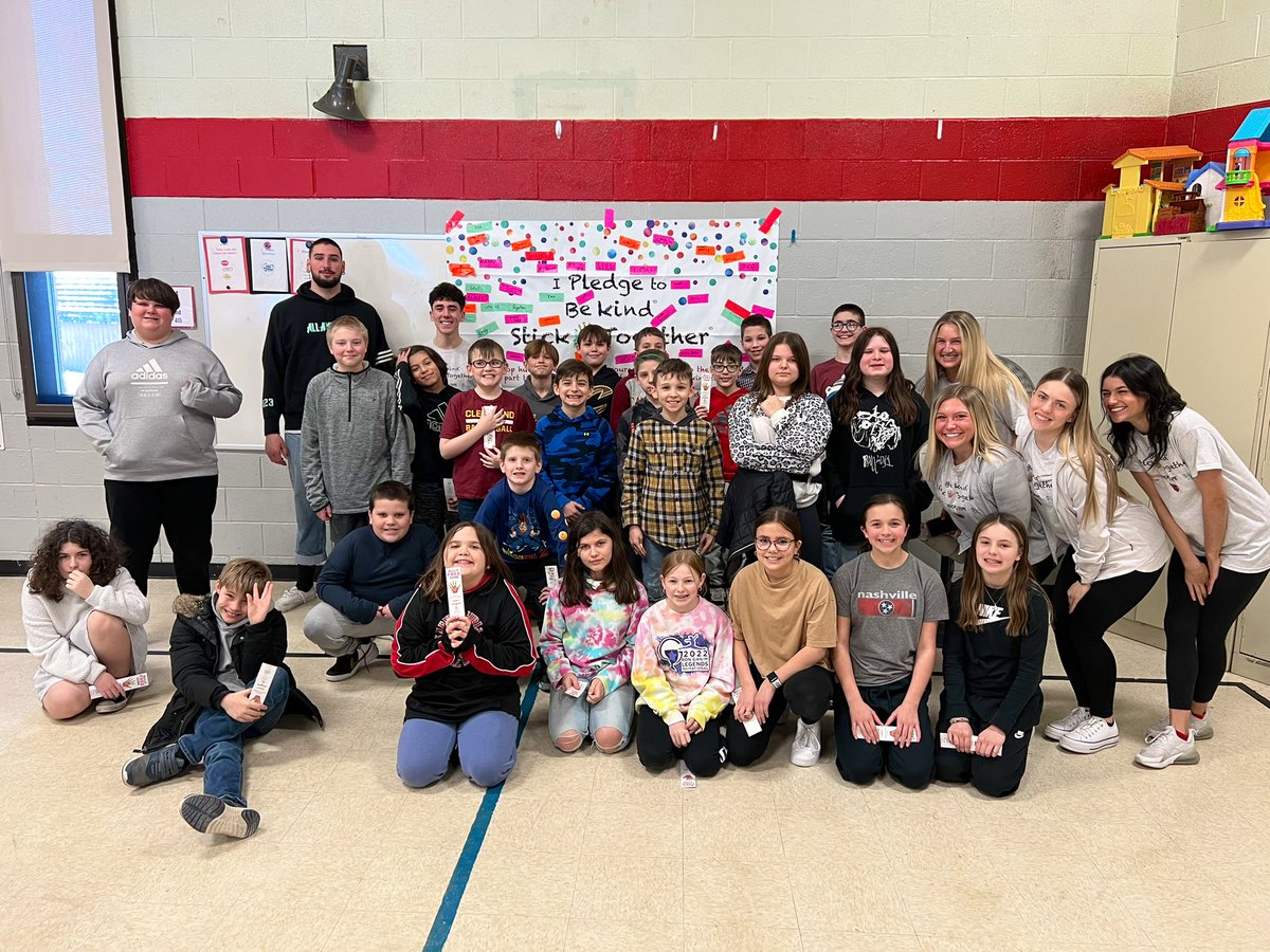 Thank you to the high schoolers for coming to teach our 5th graders about sticking together to BE KIND 💛