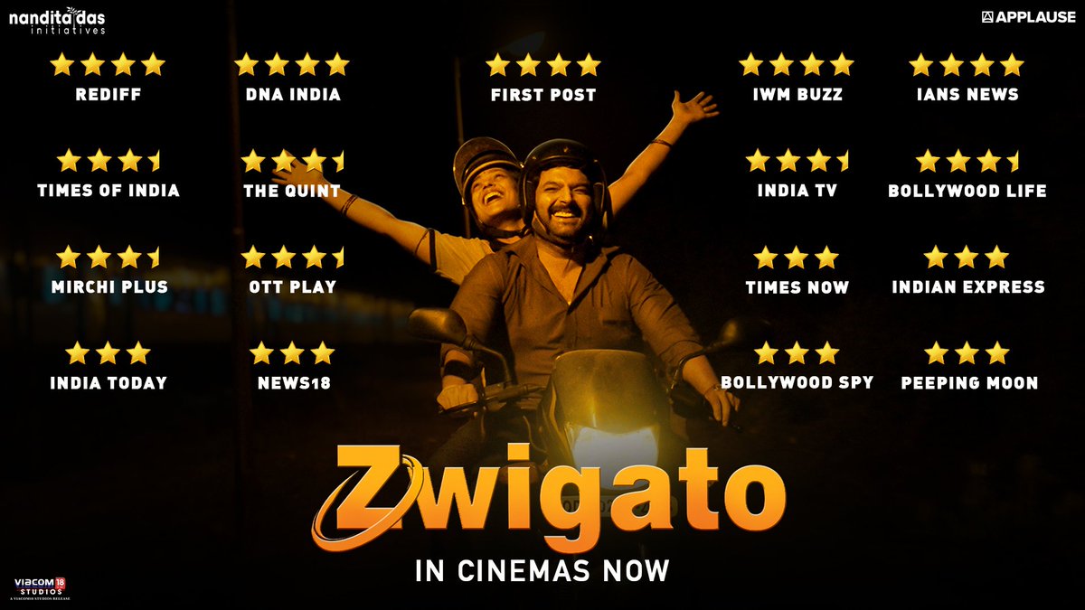 The review of #Zwigato is here 🤩. @KapilSharmaK9 @ApplauseSocial @nanditadas @shahanagoswami 💛. 

#KapilSharma #Zwigato
