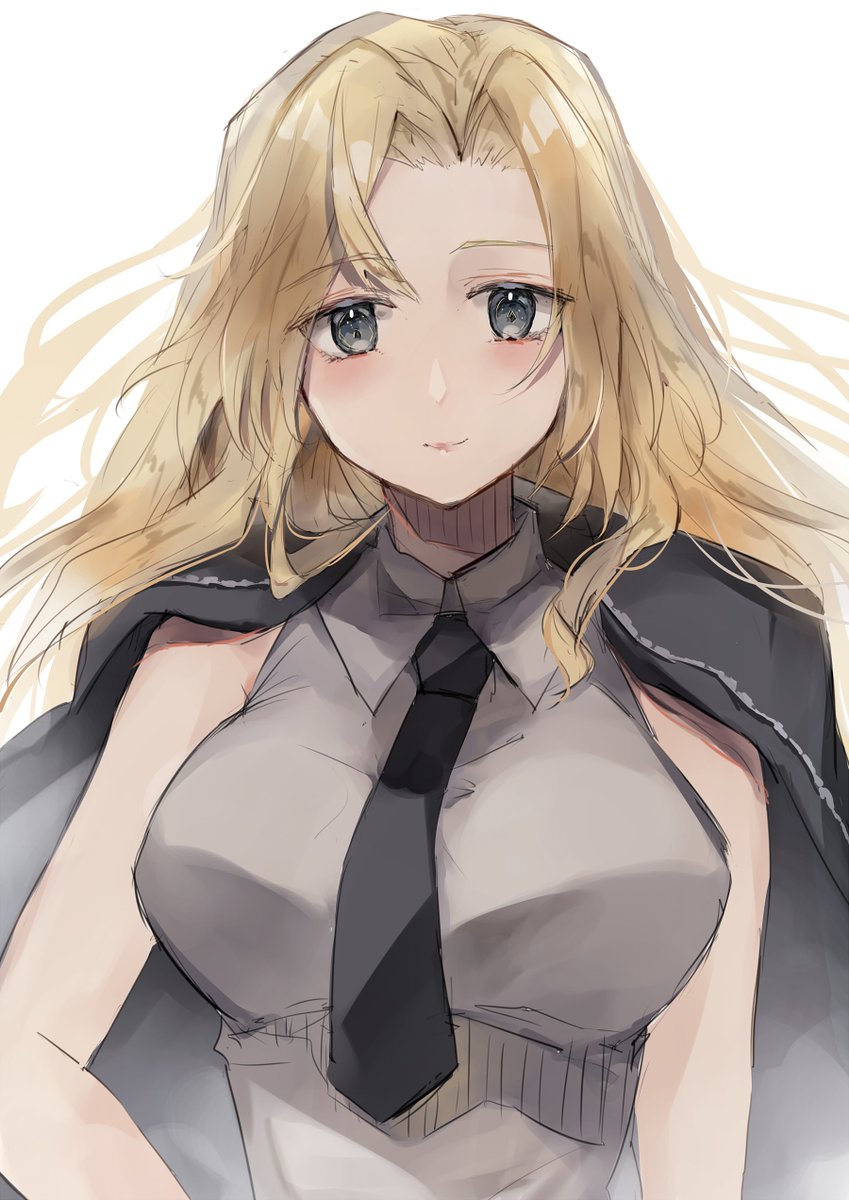 hornet (kancolle) 1girl solo necktie blonde hair long hair shirt black necktie  illustration images