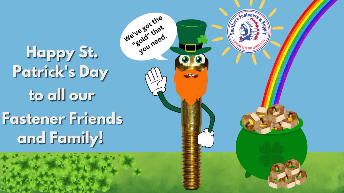 SFandS_LLC's tweet photo. Our pot of “gold” contains the zinc yellow and brass products that you need. Our leprechauns would be happy to pass on some of that luck o’ the Irish to you! 

#southernfasteners #happystpatricksday #ShenanigansAndFasteners #ZincYellow #Brass https://t.co/OLt5JQZnDQ