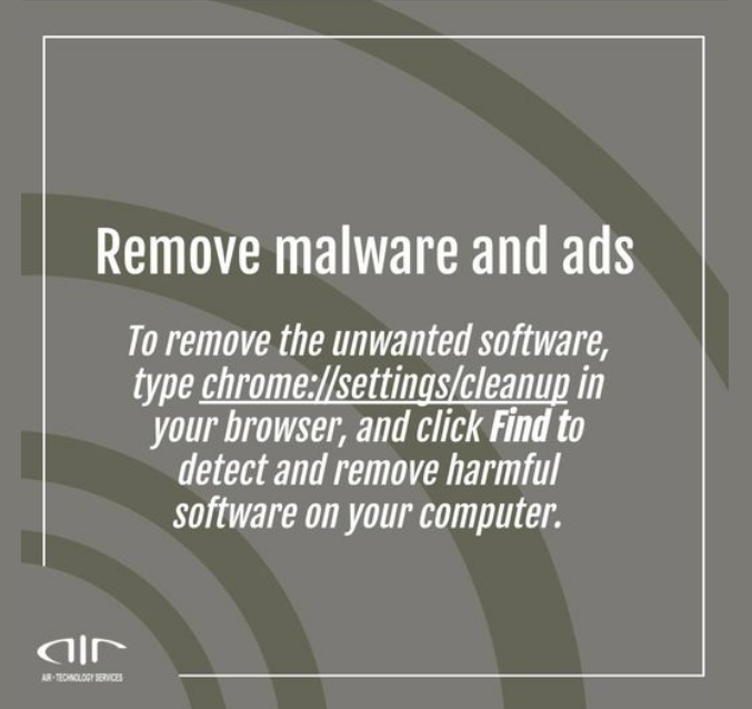 airtechsvcs's tweet photo. Friday Tech Tip: Sometimes, Chrome slows down because of malware or adware extensions. Extra toolbars, recurring pop-up ads, and web pages redirecting to other addresses are clear indications of these. If you have any more questions about this let us know and give us a call! https://t.co/X5YTMHi0iS