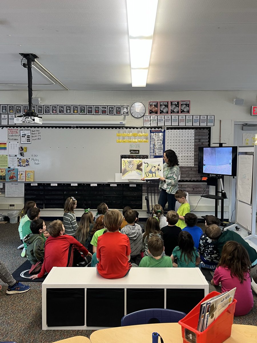 MrsRyanNCE's tweet photo. March is reading month!  We love when our mystery reader is a teacher and a mom!  @NorthCreekElem https://t.co/bimf44y5Gl
