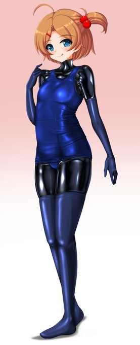 ぴっちりスクール水着ちゃん #スク水 #ぴっちりスーツ #ラバースーツ #白スク #オリジナル  