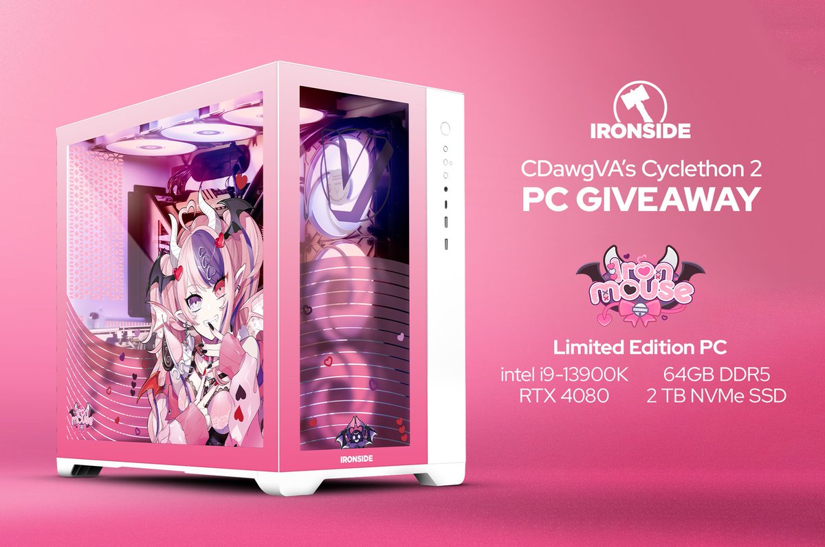 Ironside (@ironsidepc) on Twitter photo 🚵♂️THE CYCLETHON 2 GIVEAWAY!🚵♀️
We are giving away one <a href="/ironmouse/">💖ironmouse😈VSHOJO💖CRY FOR ME OUT NOW!</a> themed <a href="/VShojo/">VShojo</a> PC to help <a href="/CDawgVA/">Connor</a> raise awareness and donations for the Immune Deficiency Foundation!
To enter:
Like + RT this post
Follow <a href="/IronsidePC/">Ironside</a> and <a href="/CDawgVA/">Connor</a>
Enter at: gleam.io/PN6NO/cdawgvas… 🚵♂️THE CYCLETHON 2 GIVEAWAY!🚵♀️
We are giving away one <a href="/ironmouse/">💖ironmouse😈VSHOJO💖CRY FOR ME OUT NOW!</a> themed <a href="/VShojo/">VShojo</a> PC to help <a href="/CDawgVA/">Connor</a> raise awareness and donations for the Immune Deficiency Foundation!
To enter:
Like + RT this post
Follow <a href="/IronsidePC/">Ironside</a> and <a href="/CDawgVA/">Connor</a>
Enter at: gleam.io/PN6NO/cdawgvas…