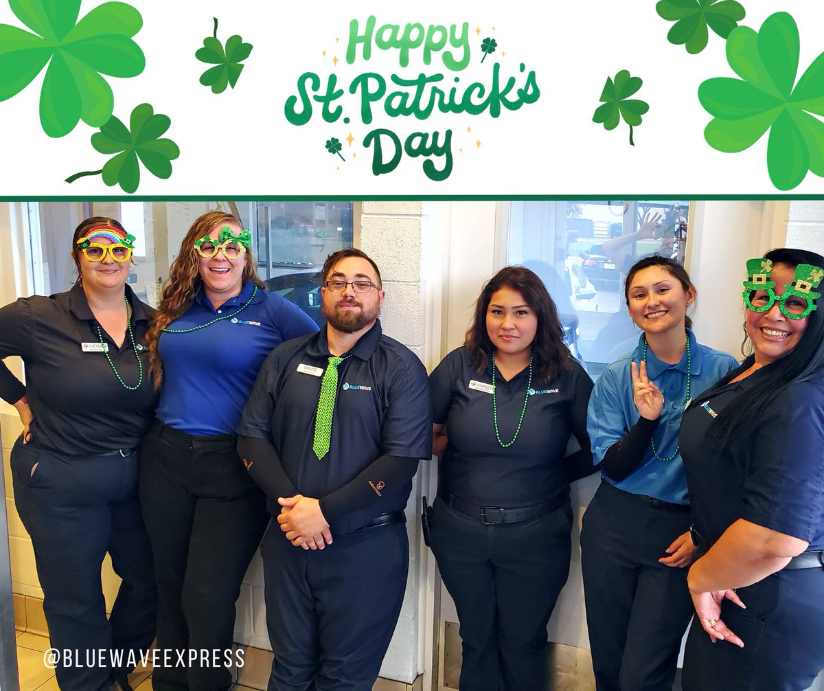 bluewaveexpress's tweet photo. Happy St. Patrick's Day from all of us at BlueWave! 🍀

#stpatricksday☘️ #bluewaveexpress #unlimitedwashes #carwash #weloveouremployees #funatwork https://t.co/1gYIOAwU7f