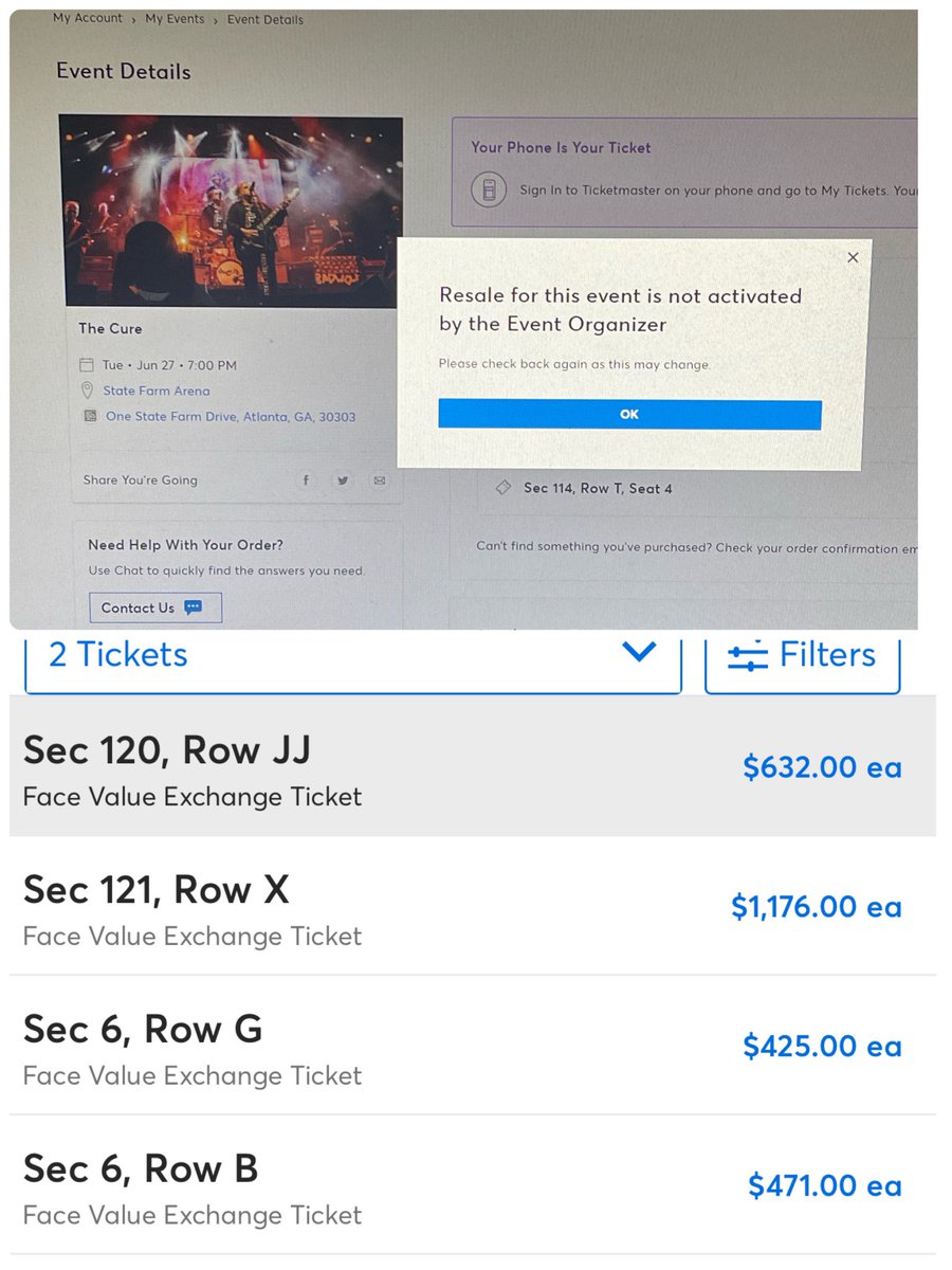 How does this price gouging even happen if these tickets are not transferable <a href="/Ticketmaster/">Ticketmaster</a>  #TheCure