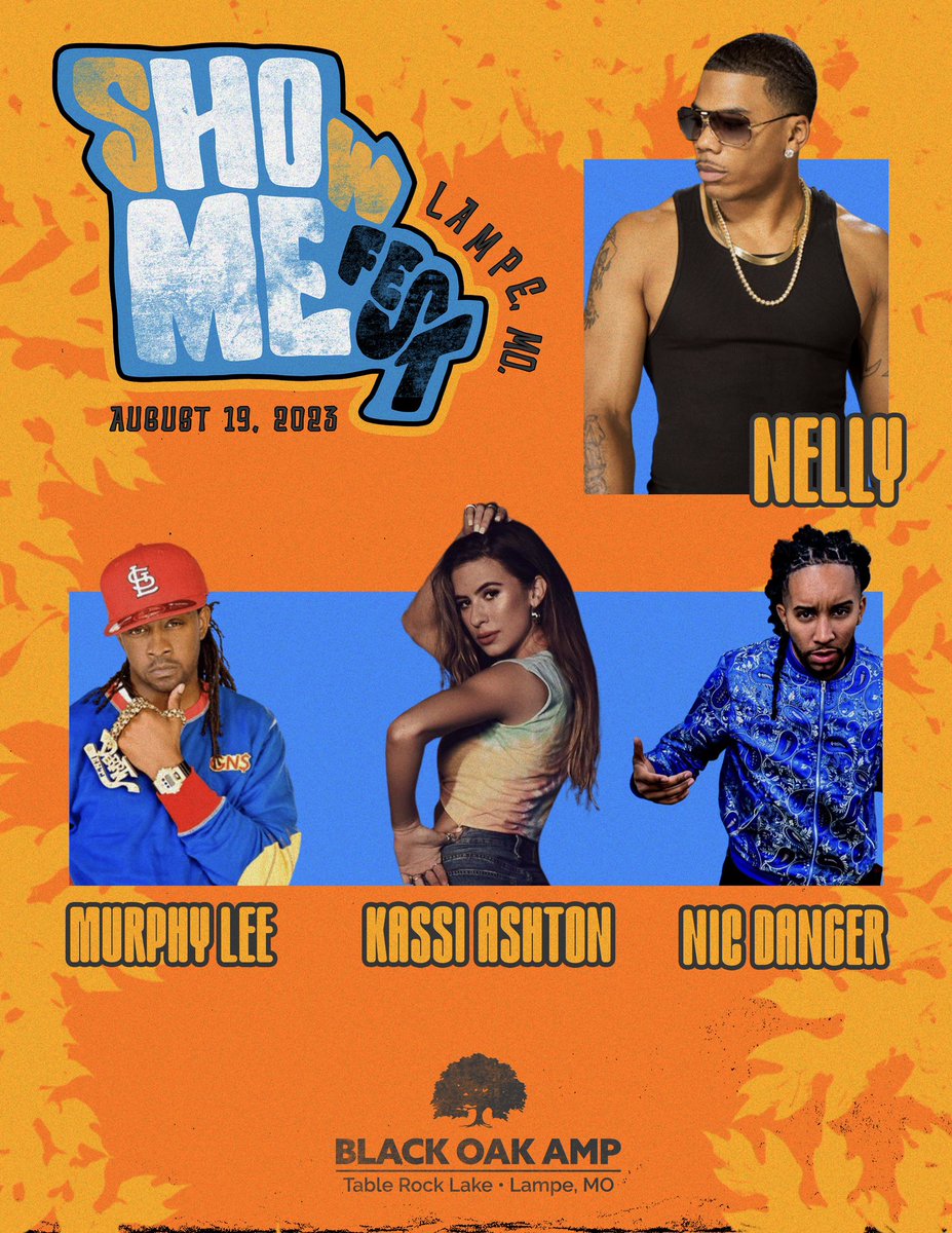 Show up to #ShowMeFest on August 19th at #BlackOakAmp featuring Missouri artists <a href="/NellyFurtado/">Nelly Furtado</a> with Murphy Lee, <a href="/KassiAshton/">KASSI ASHTON</a> and <a href="/_nicdanger/">NicDanger</a>! 🎟 Tickets on sale now at etix.com/ticket/p/46631….