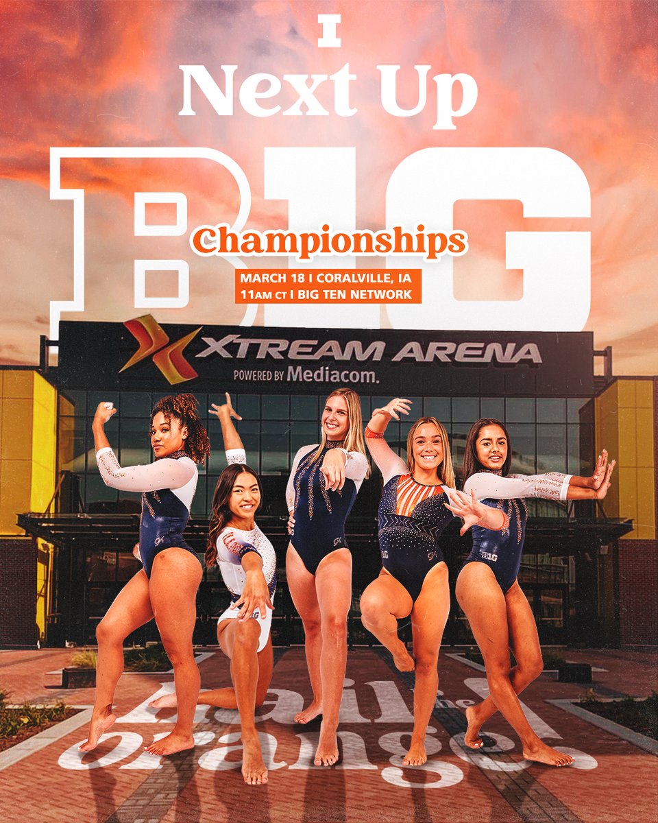 IlliniWGym's tweet photo. Next up → Big Tens

📅 March 18
📍 Xtream Arena, Coralville, Iowa
⏰ 11 AM CT
💻 Big Ten Network

#Illini // #HTTO https://t.co/RKZcRVQh5d
