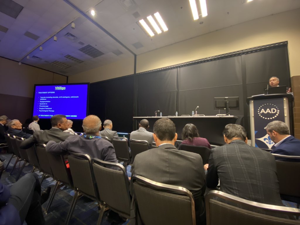 dranelly's tweet photo. Great first morning at @AADskin with @SeemalRDesaiMD @HarrisVitiligo multimodal therapeutic approach for vitiligo https://t.co/5KBqFR4p6d