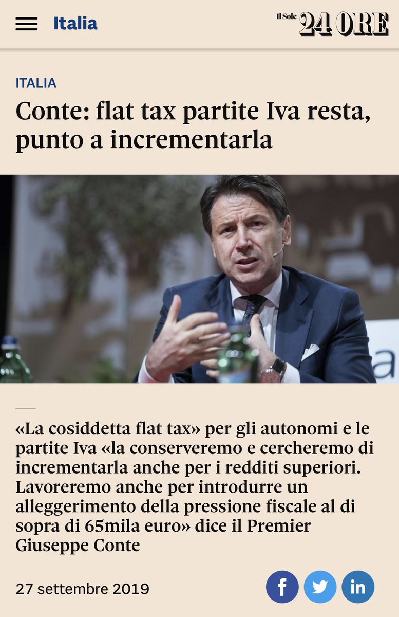 Al congresso della Cgil, Giuseppe Conte ha detto che bisogna eliminare il “regime forfettario per gli autonomi”  voluto dalla “forze conservatrici di destra”. Non ha fatto nomi, ma ce l’aveva con Giuseppe Conte che ha introdotto la Flat tax a 65mila € e prometteva di estenderla.