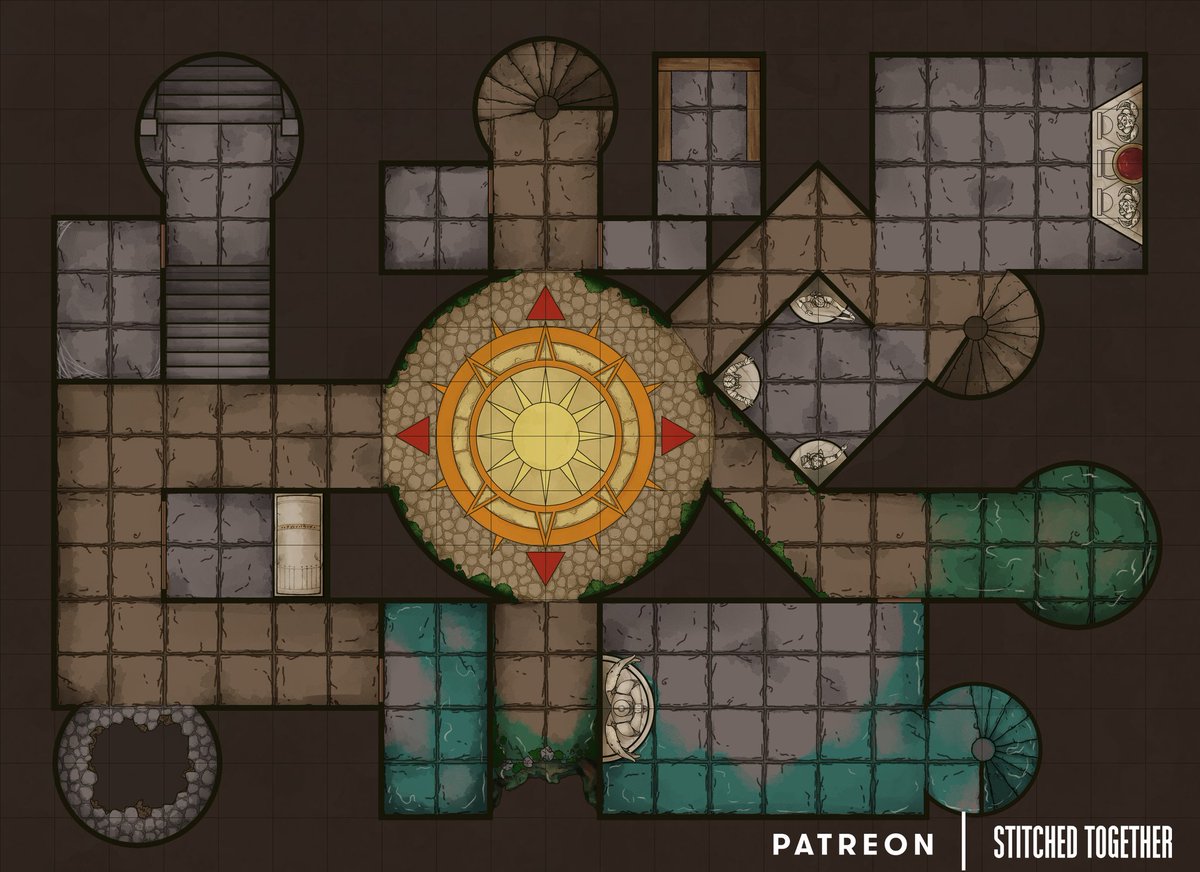 stitchedmaps's tweet photo. Submerged Temple- Entrance [16x22]
This is just the first inner layer of our nine layer classic dungeon crawl map. 
All full sized layers are now available on Patreon. https://t.co/pYMThWIViJ