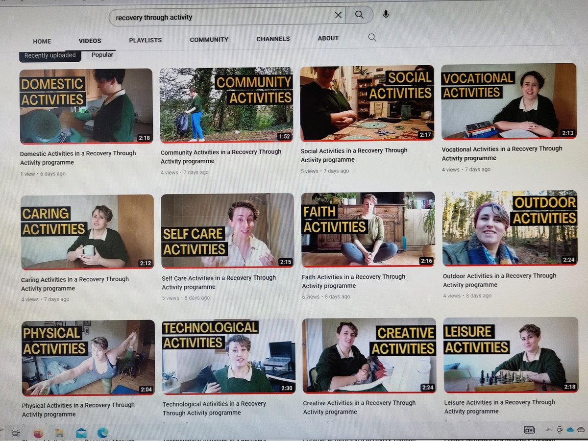 Unbelievably excited to share 12 Recovery Through Activity introductory videos with you - just 2 minutes each - to share with participants. Hope they'll be helpful. What do you reckon? youtube.com/@recoverythrou…