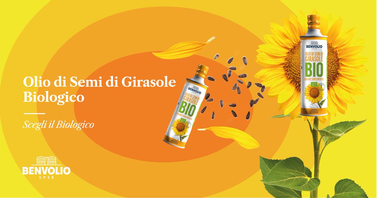 benvolio1938's tweet photo. L’Olio di Girasole Bio Benvolio è ottenuto dalla spremitura meccanica dei semi di girasole provenienti da agricoltura biologica certificata. Il prodotto inoltre è vegetariano, vegano e non OGM. Ricco di Omega-6 e Vitamina E. Con questo prodotto porti in tavola gusto e benessere! https://t.co/JuceMVworp