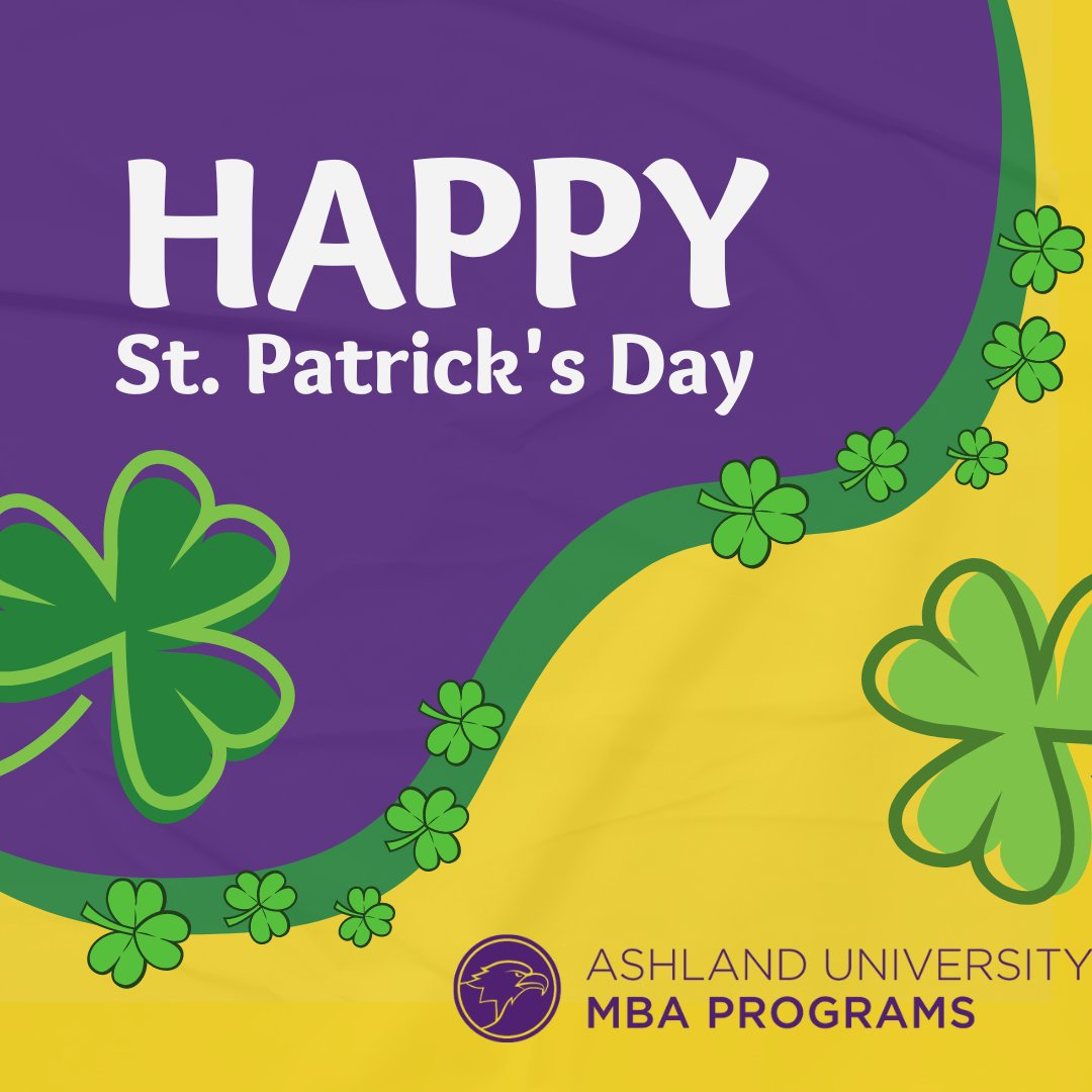 Happy St.Patrick’s Day from the Ashland family!🍀

Ashland University’s world-class MBA Program is designed to provide flexibility in terms of curriculum, learning style, time, and location of classes. Don’t wait to get lucky, start your future now!

loom.ly/okXLQq4