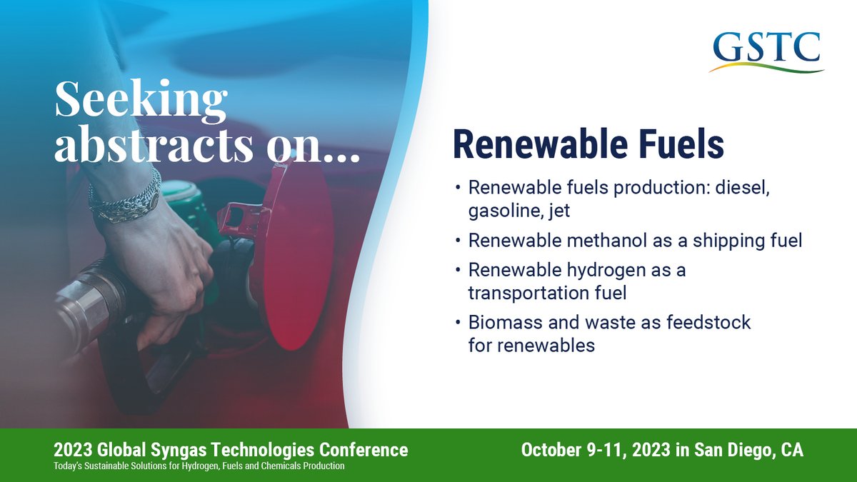 Global_Syngas's tweet photo. Who is working on exciting advances in #renewable  #fuel !? We want to hear from you at the 2023 Global Syngas Technologies Conference. Submit an abstract by May 1 to wepreston@globalsyngas.org. https://t.co/EKRkIwEPVJ