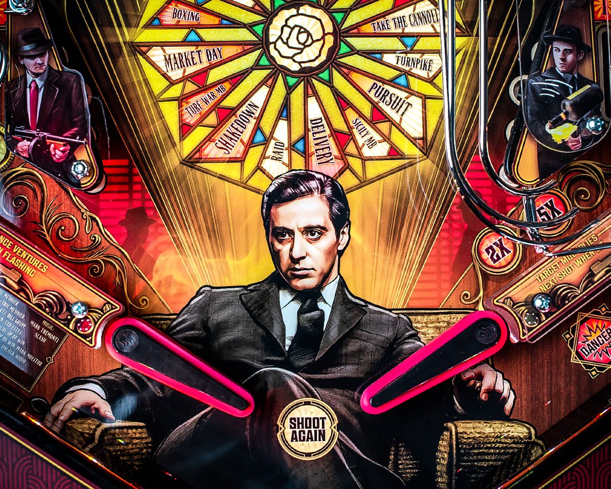 Michael Corleone is prominently featured on The Godfather 50th Anniversary pinball Limited Edition playfield. His ability to think clearly, negotiate, and command respect, make him one of the most compelling charcters of all time.
Be a friend to The Godfather.
#jerseyjackpinball