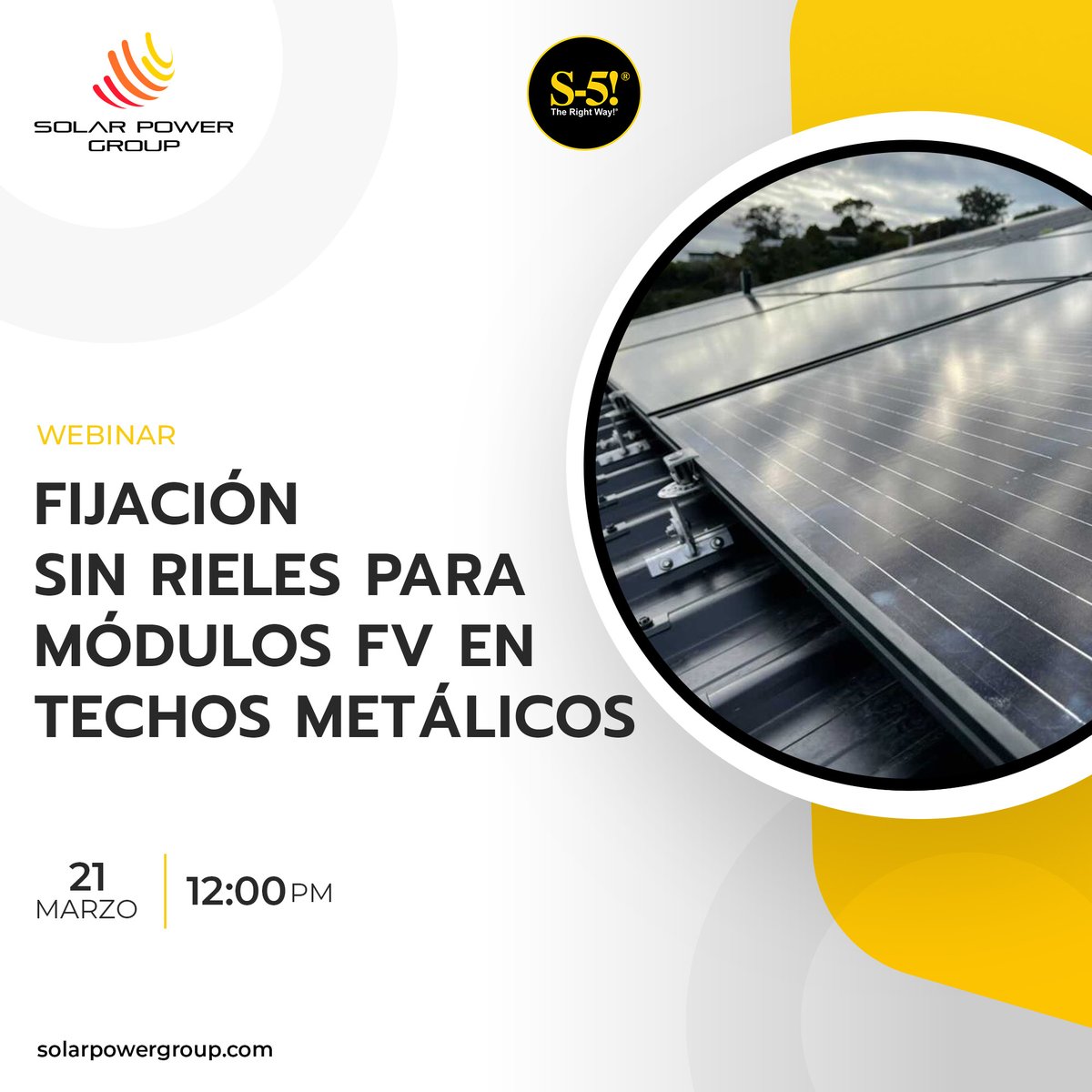 solarpowergroup's tweet photo. Te esperamos este martes 21 de marzo a las 12:00 hrs ( Centro de México) en nuestro webinar con @S5_Attachments

Solo regístrate en la siguiente liga:
https://t.co/0nWPwPfjgU

#S5 #trapezoidal #techosmetalicos #mexico #SPG https://t.co/VVUWDKAkp2
