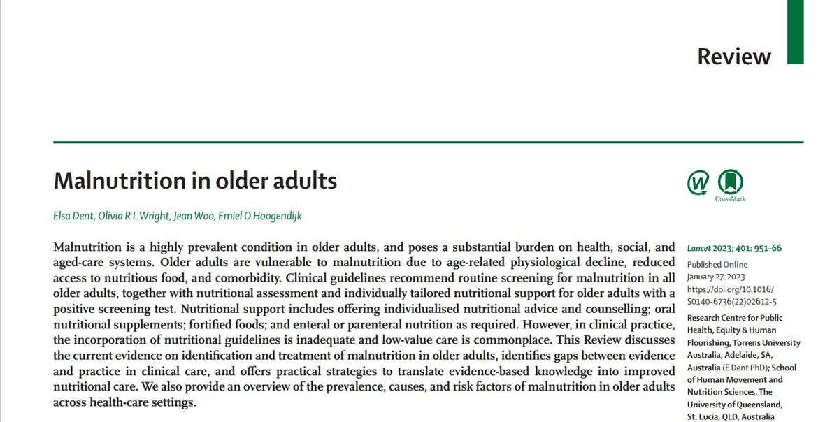📝 The final version of our paper on Malnutrition in older adults has been published in @TheLancet. With a mention on the front cover 😇. DM for a private copy. @ElsaDent @OliviaRLWright @APH020 @amsterdamumc doi.org/10.1016/S0140-…
