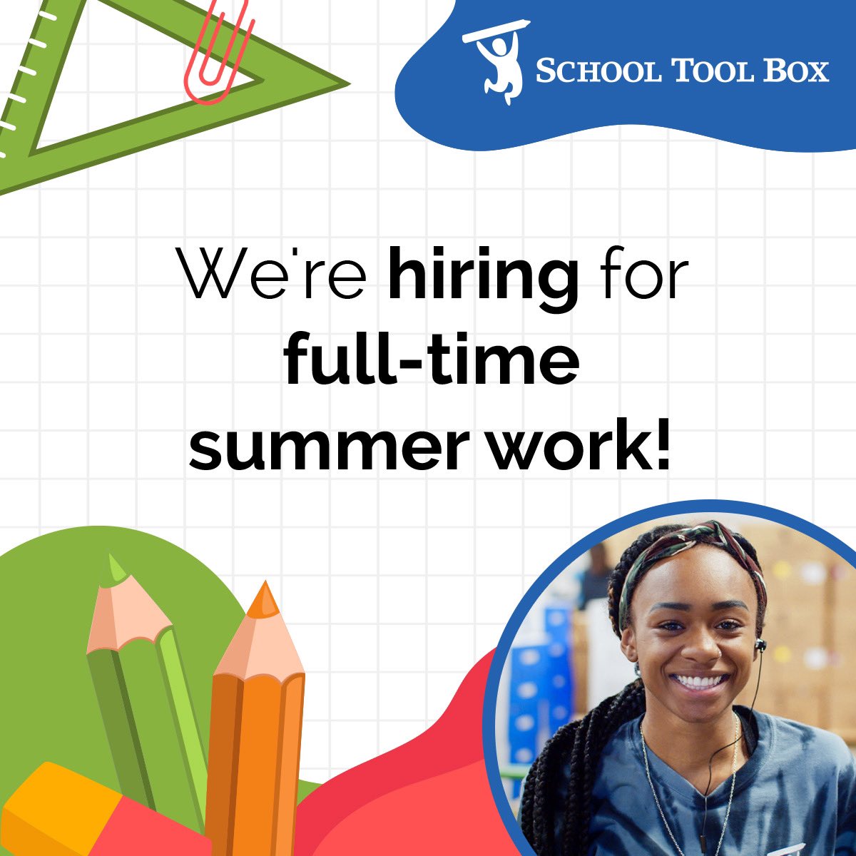 SchoolToolBox's tweet image. Fun, Friendly, and Fast-Paced. Apply today to join our summer warehouse team! schooltoolbox.com/school-supplie… #teamschooltoolbox