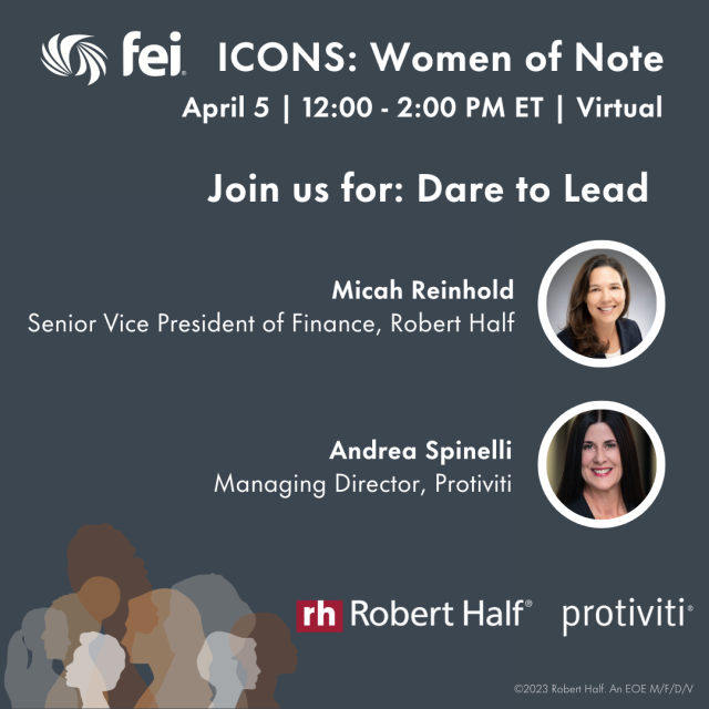 Mullane4Tim's tweet photo. @RobertHalf and @Protiviti proudly sponsor @FEInews #FEIICONS: Women of Note (4/5)- attend to hear from female leaders in finance who overcome challenges and make an impact. Don’t miss our session: Dare to Lead. Register today with code: ICON23-RHPInvite https://t.co/l66jSWi8fd https://t.co/18gwSIn6A3