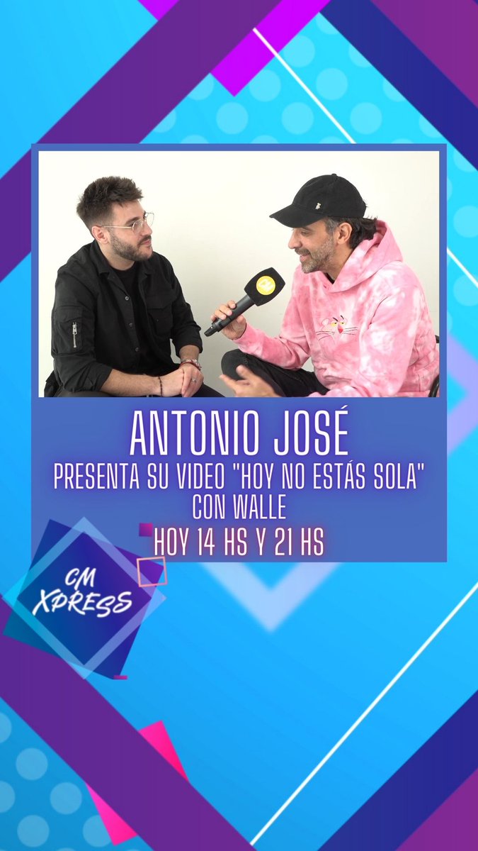 CMMUSICAOK's tweet photo. 😍 ¡14HS Y 21HS ANTONIO JOSÉ EN CM XPRESS!
🙌 Walle habló con Antonio José de todo sobre el clip "Hoy no estás sola".
👉¡Miralo! https://t.co/l7xsXeNj02
#AntonioJose #CMXpress #cmelcanaldelamusica @AntonioJSMazuec #Hoynoestassola https://t.co/LeF9Y1dIj4