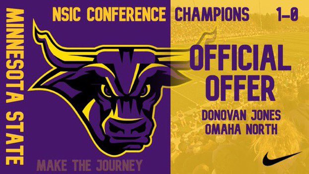 D1onovan4's tweet photo. Blessed to receive my first offer from the University of Minnesota State! @CoachJackson32 https://t.co/rF0SgpTPgF